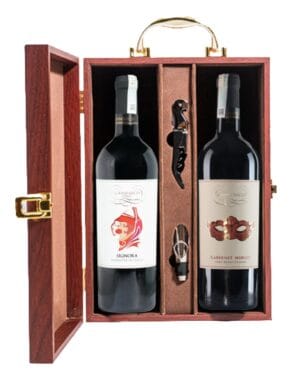 Hộp quà cặp Gianmarco Signora - Mặt nạ đỏ - Gỗ đôi