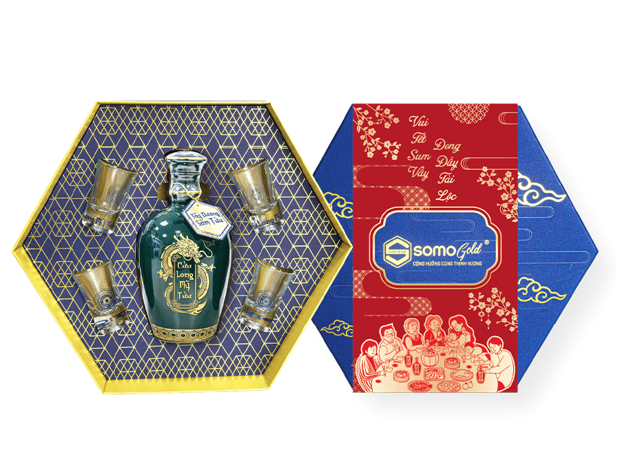 Hộp quà SUM VẦY - Tây Dương Sâm Tửu - Bình sứ Bát Tràng (500ml & 700ml) + 4 ly 35ml.1